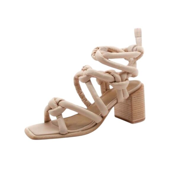 Wal & Pai Naomi Sandals Size EU 38 US 7-7.5 Leather Square Toe Nappa Nude Nappa - Picture 1 of 12